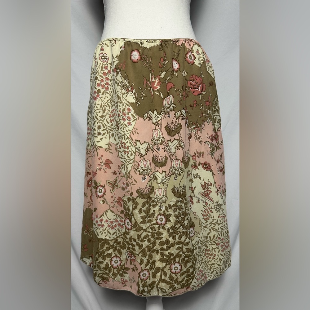PREMIERE COLLECTION Vintage Floral Preppy Cottage Midi Skirt Size M